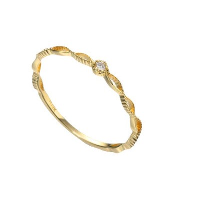 【透かし網】日系の軽い豪華な指輪の透かし彫りの細いドリルの高級感の女性のクリスマスのプレゼントの百合のシンプルな指輪