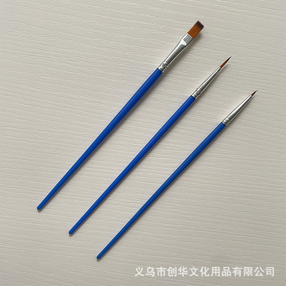 塑料杆双色毛大小尖头扁平头彩绘工艺油画笔数字油画尖头勾线笔