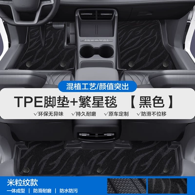 Car Floor Mats with Full | Modelə uyğun ayaqaltı - please-leave-a-message-or-note-the-model-year-when-placing-an-order-rice-grain-pattern-tpe-door-sill-mat-black-starry-blanket