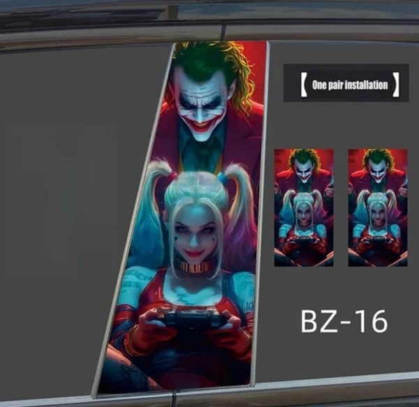 Car center pillar sticker A pillar Nezha 2 clown decorative sticker car window B pillar protective film black Wukong painted Meidu