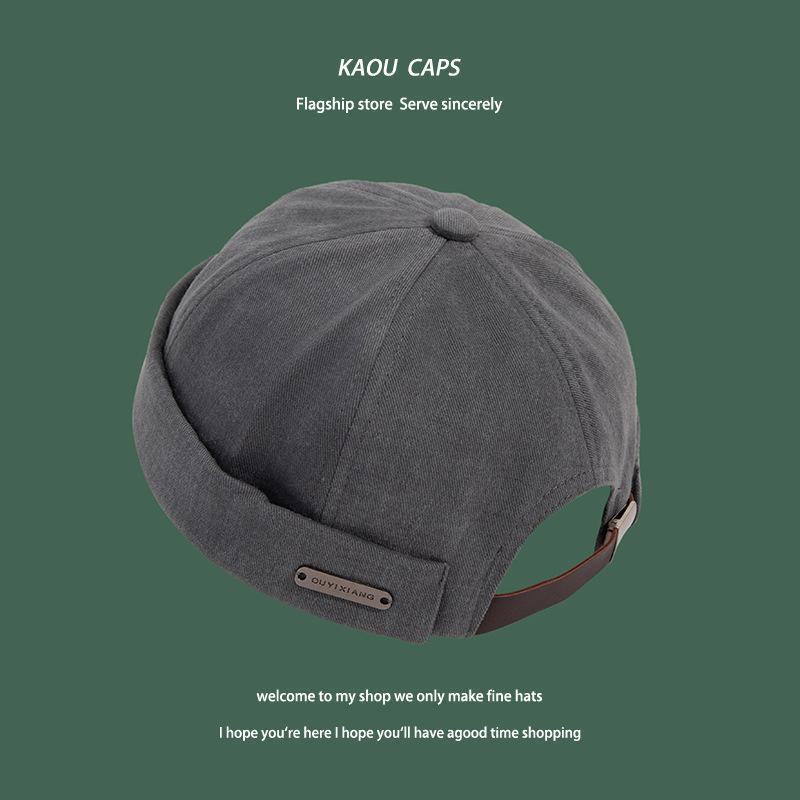 Retro sombrero mujer otoño invierno elegante calles sin cornisa sombrero maestro japonés hip-hop cúpula pulgada sombrero de piel de melón hombre al por mayor