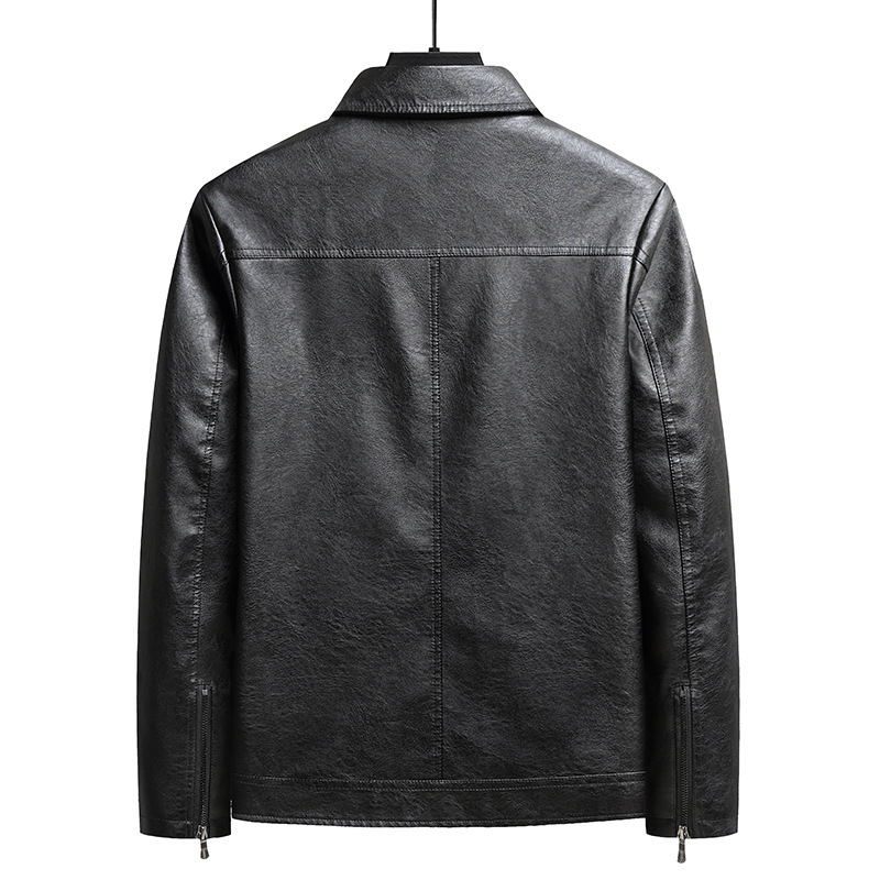 Leather men's thin autumn and winter warm soft leather jacket, Korean version, casual, loose, plus size, big fat trend_voghion.com