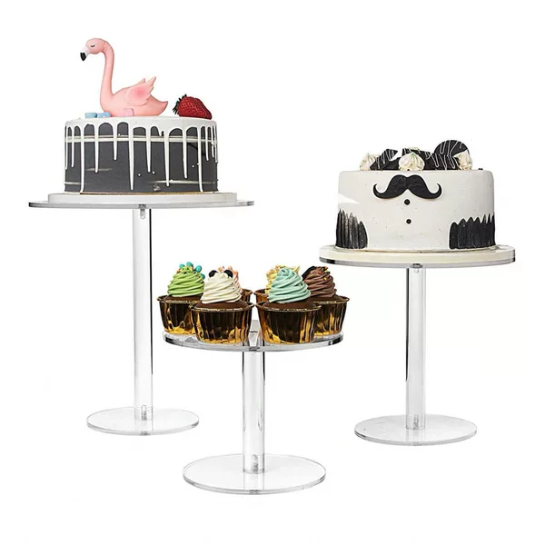 No. 536 3Pcs Acrylic Cake Stand Transparent Round Tower Snack Tray Multi-Layer Plastic Fruit Plate Stand