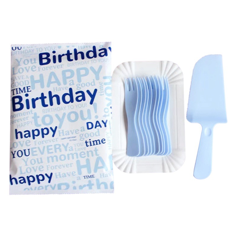 Disposable Tableware Cake Knife and Fork Set Picnic Plate Dessert Plate Plastic Knife and Fork Paper Plate Party Gathering