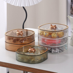 Deluxe Creative Food-Grade Double-Layer Covered Fruit Plate Storage Box for Home Nuts Snacks Candies Dried Fruit Box
