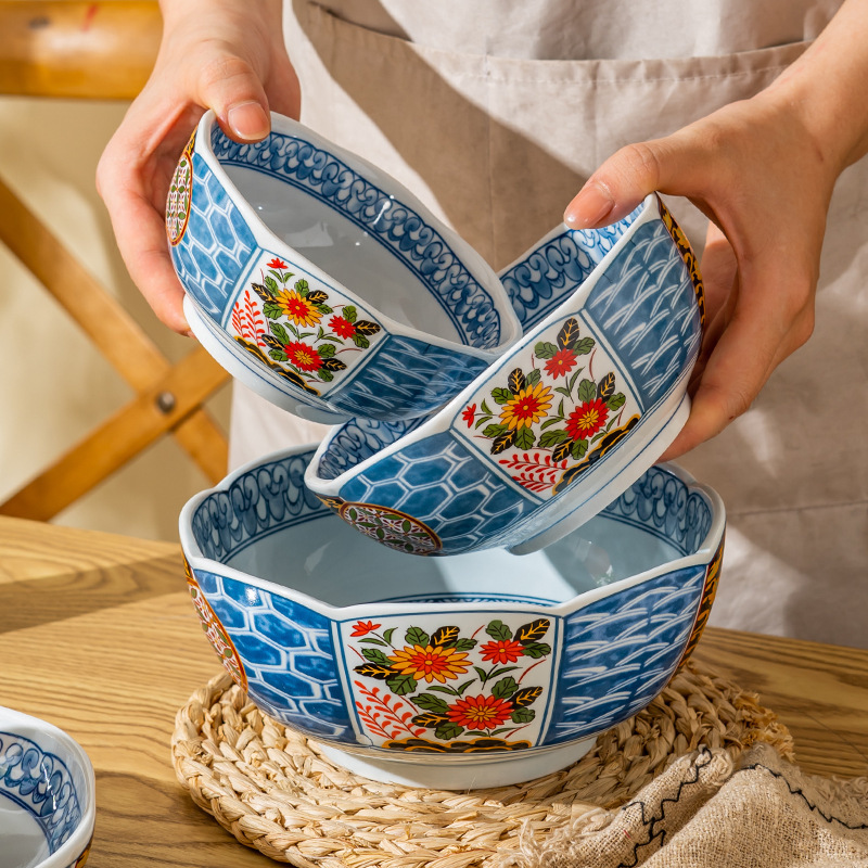 Elegant 6-inch Japanese-style Ceramic Bowl Hefeng Household Bowl Underglaze Colorful Tableware Soup Bowl Lamian Noodle Bowl Iwanlifeng