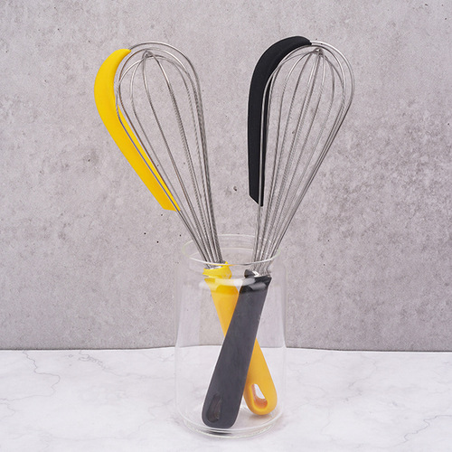 12-inch stainless steel silicone manual egg beater small scraper plastic mixer kitchen egg whisk whisk