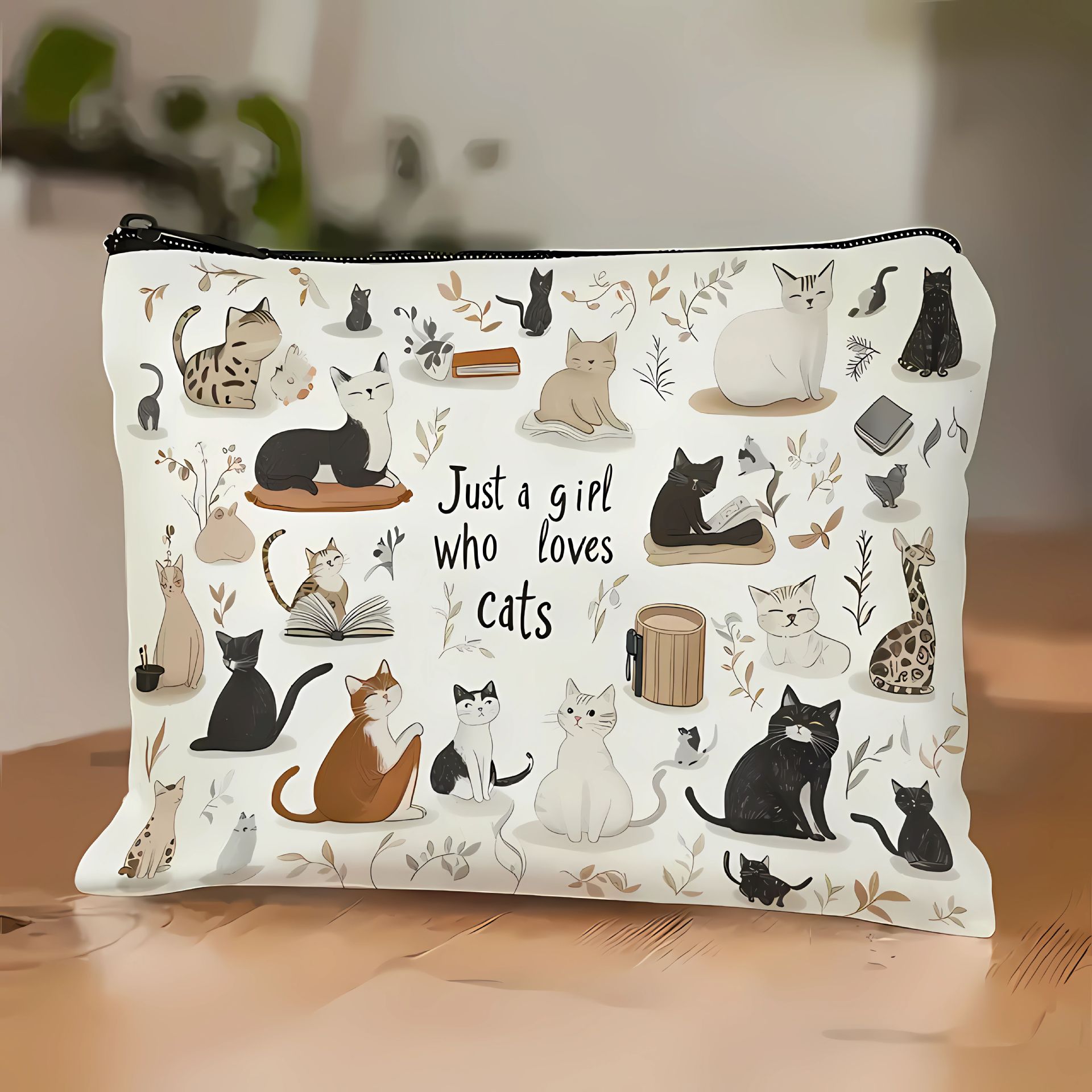 Amazon Hot Sale Pattern de gato completo, bolsas de maquillaje de animales, bolsas de mano, bolsas de lavado, bolsas de tela