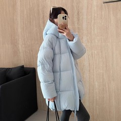 云朵羽绒棉服女连帽2025新款中长款加厚小个子棉袄面包服棉衣外套