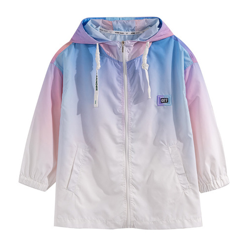Children's Sun Protection Clothing Summer Children's Clothing Children's Letter Sun Protection Clothing Middle and Large Children's Casual Hooded Skin Clothing Fashion Outwear 