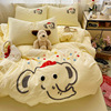 超柔水洗棉床上四件套小象毛巾绣ins卡通学生宿舍上下铺三件套|ru