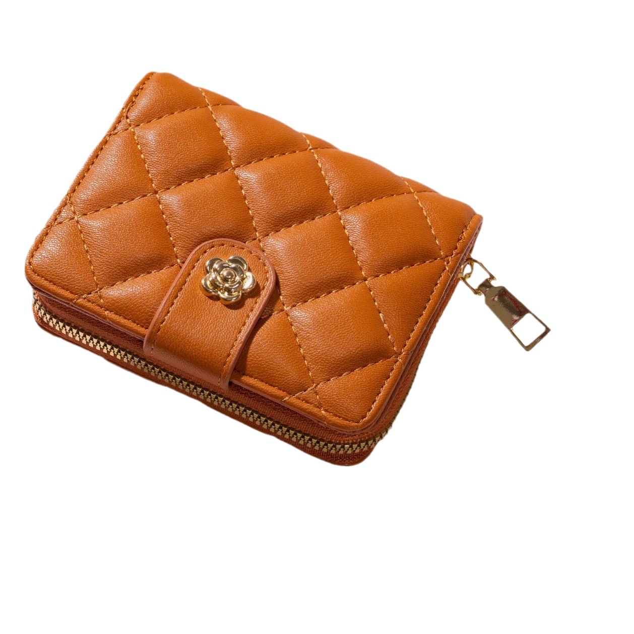 Rombo transfronterizo pequeña fragancia Señoras europeas y americanas Cartera de lujo ligera Tarjeta de dinero Bolso de mano integrado Bolsa para tarjetas de crédito Cartera con cremallera