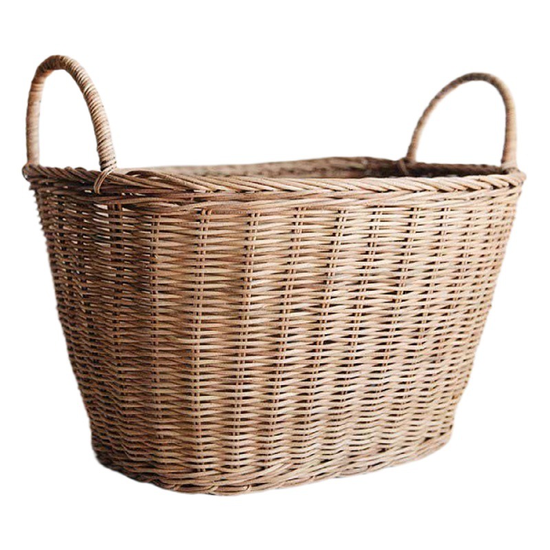 Cesta de ropa sucia de ratán natural tejida cesta de almacenamiento cesta de lavandería doméstica cesta de ropa tejida de ratán cesta de ropa artefacto