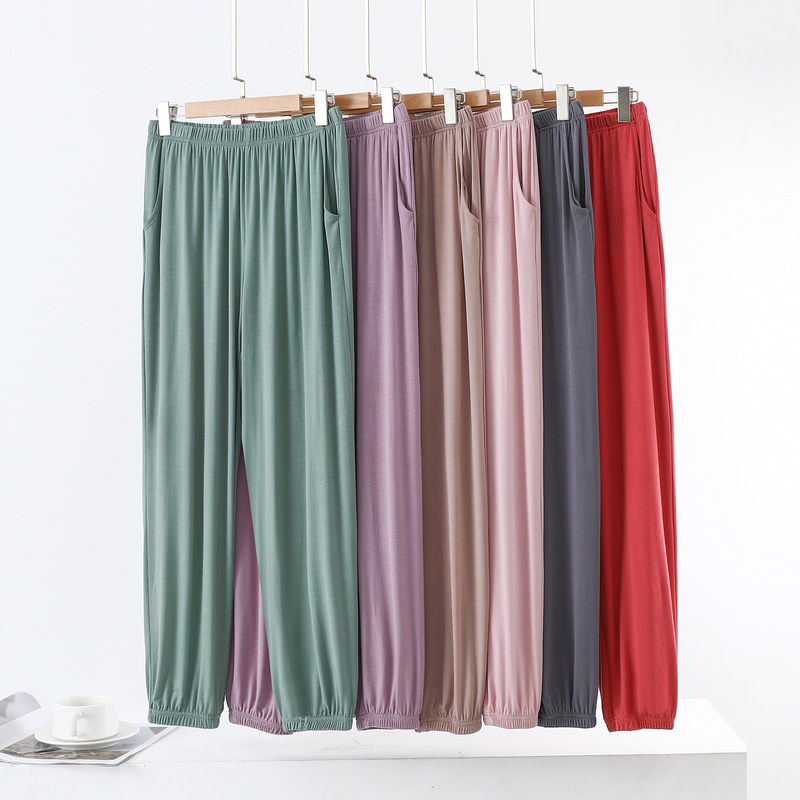 2025 Summer Thin Breathable Sports Yoga Cuffed Pants Cool Modal Beach Pants