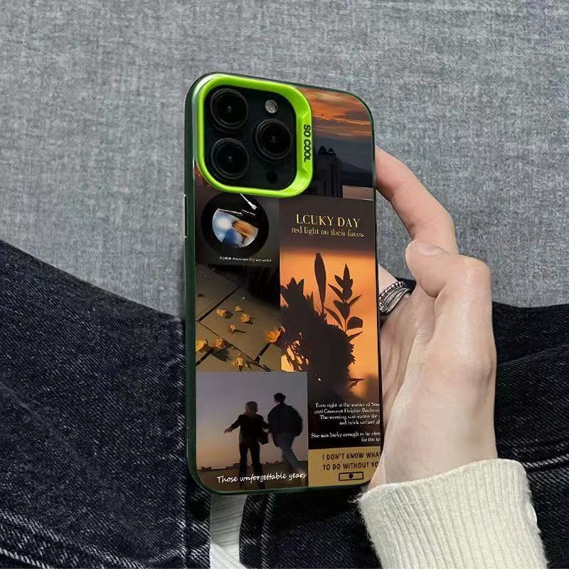 Funda para Teléfono con Diseño de Pareja al Atardecer, Compatible con Apple 17 Pro Max, Funda Personalizada y Energética para iPhone 16/15/14, Texto 13