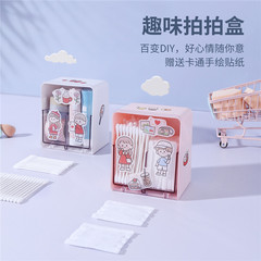 Creative Dust-proof Miscellaneous Cotton Swab Divided Organizer Box  Plastic Transparent Tabletop with Cover Makeup Cotton Swab Storage Box 