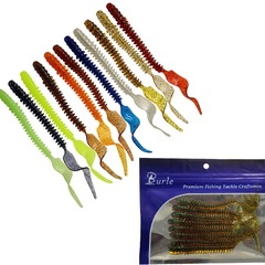11-color semi-moon blade lure, 122mm long screw-tail, glow worm grub bait, 8 pack fishing lure