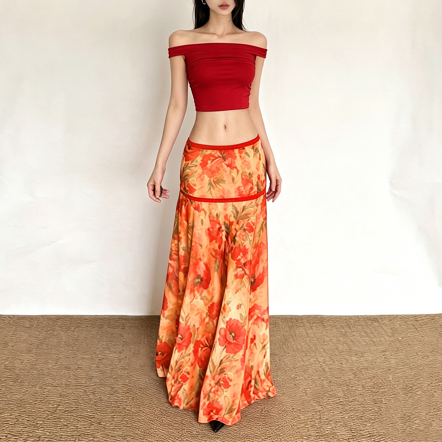 2026 Cross-Border European and American Style Independent Website Spring and Summer New Street Fashion High-Waisted Loose Printed Skirt for Women