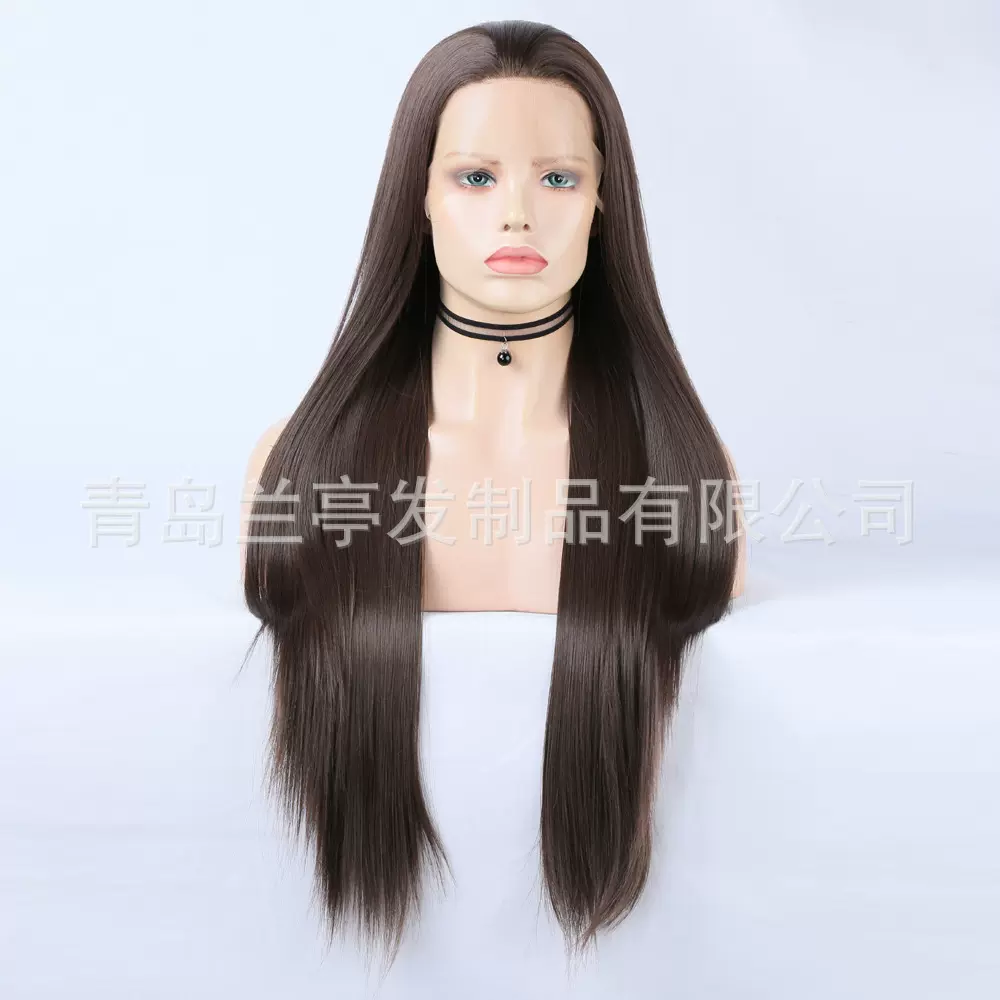 假发 欧美女士假发 长直发前蕾丝化纤女士假发头套 大蕾丝wigs