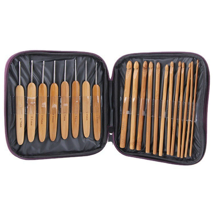 Бамбуковое вязание крючком DIY свитер игла инструмент для ручного вязания карбонизированный Бамбук ручка крючком 20 шт. Бамбуковая ручка крючком