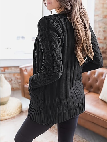 Women's Front Cardigan Fashion Button Thick Knit Coat Cross-border