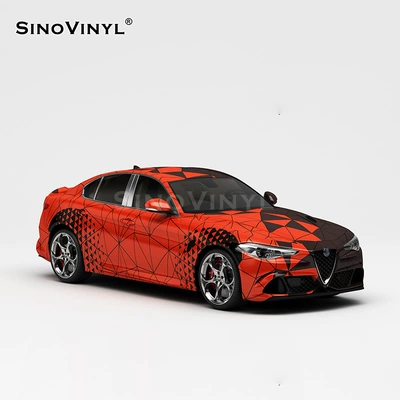 matching car body stickers color painting — Automotive Film - 152-18m-black-and-red-double-plaid-camouflage