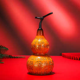 全黄铜百福葫芦开口空心福禄家居摆件金属工艺品客厅酒柜装饰葫芦