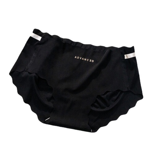 New style Japanese girl's wavy one-piece seamless women's underwear threaded ice silk nude mid-waist breathable briefs