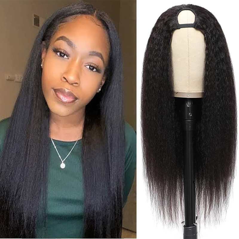 [Ready Stock and Shipped in Seconds] U Part Wig Chemical Fiber Headgear African Wig Yaki Kinky Straight