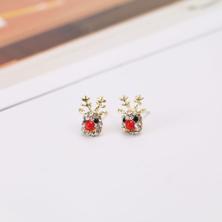 镶钻小鹿耳钉
