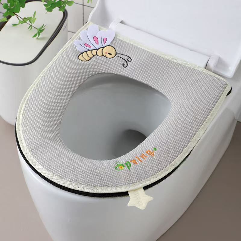 便座パッキンパッド、オールシーズン万能、トイレジッパースタイル便座カバー、トイレパッド、冬用家庭用防水、かわいい|undefined