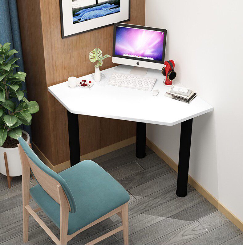 Corner Computer Desk, Triangular Corner Table, Heart-Shaped Curved Writing Desk, Study Desk, Office Desk
