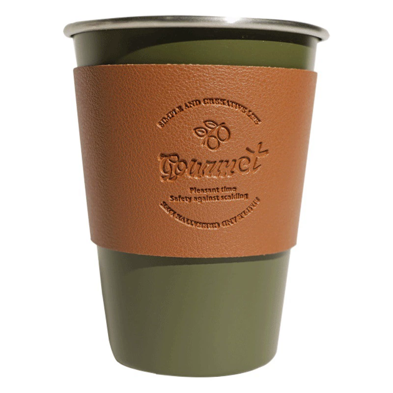 Открытый Кемпинг чашка для воды 304 кофейная чашка из нержавеющей стали Портативный кожаный чехол пивная чашка Складная чашка для воды устойчивая к высоким температурам