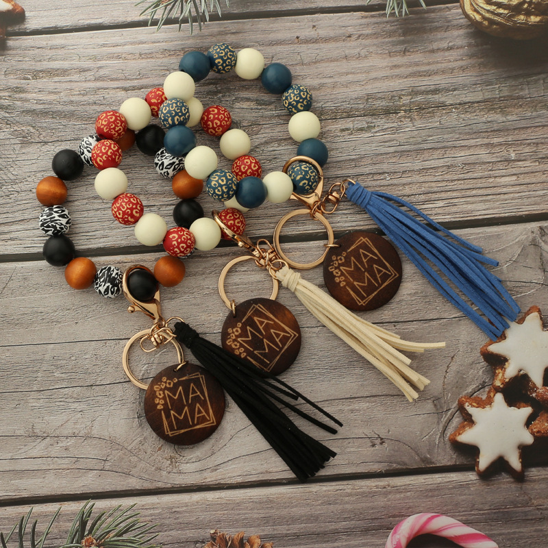 Retro Tassel Wood Beaded Women's Bag Pendant Keychain 1 Piece display picture 2