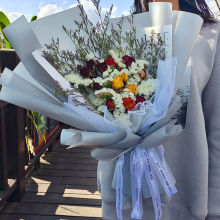 成品玫瑰满天星混搭真花干花花束生日教师节礼物送女朋友闺蜜老婆