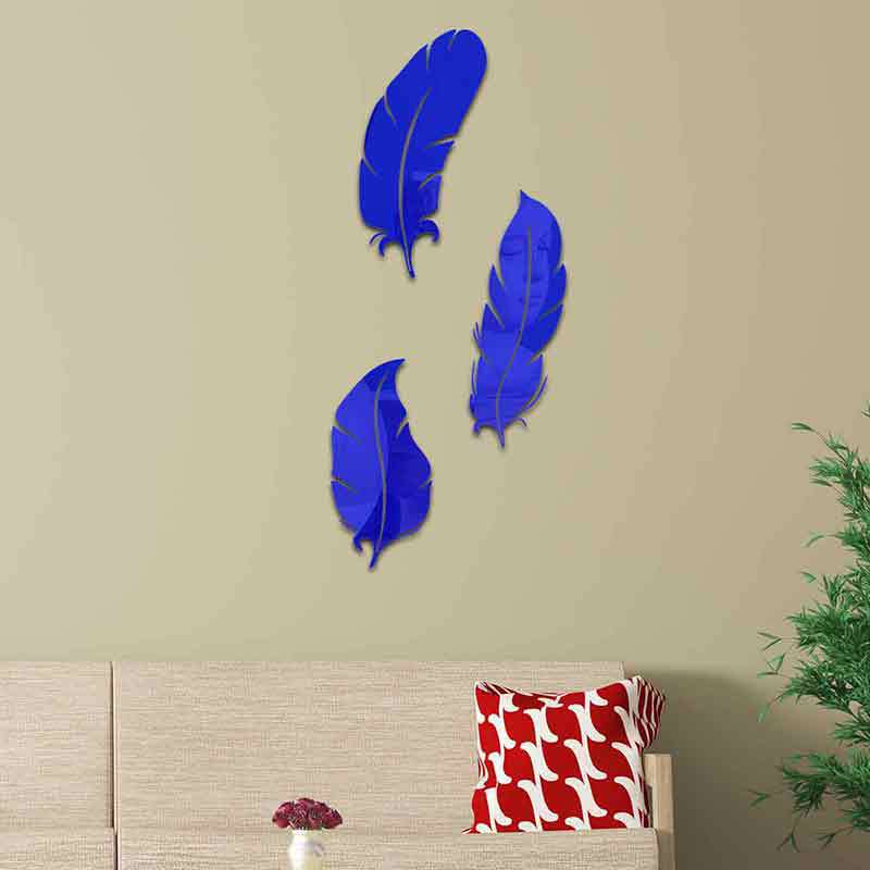 3d Nordic Style Acrylic Feather Mirror Wall Sticker For Home Decor_voghion.com