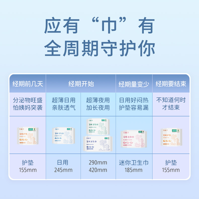 Mugwort sanitary napkin Alyssa Chinese herbal aunt napkin day and night combination ultra-thin breathable generation extra long sanitary napkin