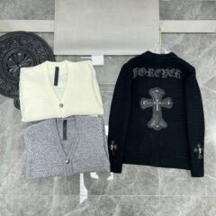 24SS CH秋冬サンスクリット字クロスはvネックのカーディガンのセーターを貼ります。