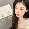 Earrings, retro brand silver needle from pearl, simple and elegant design, Korean style, silver 925 sample, internet celebrity