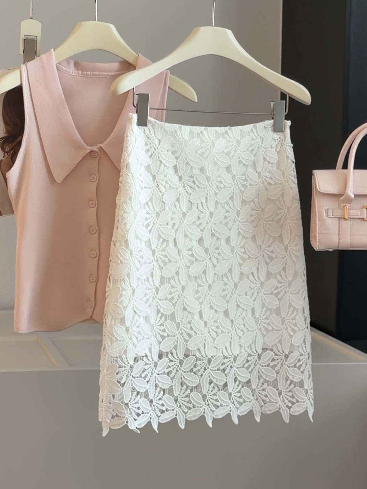 Women's Lace Embroidered Hollow out Midi Skirt High Waist Slimming Sexy A-Line Bodycon for Summer Versatile Fashionable Bottoms_ecoleips.com
