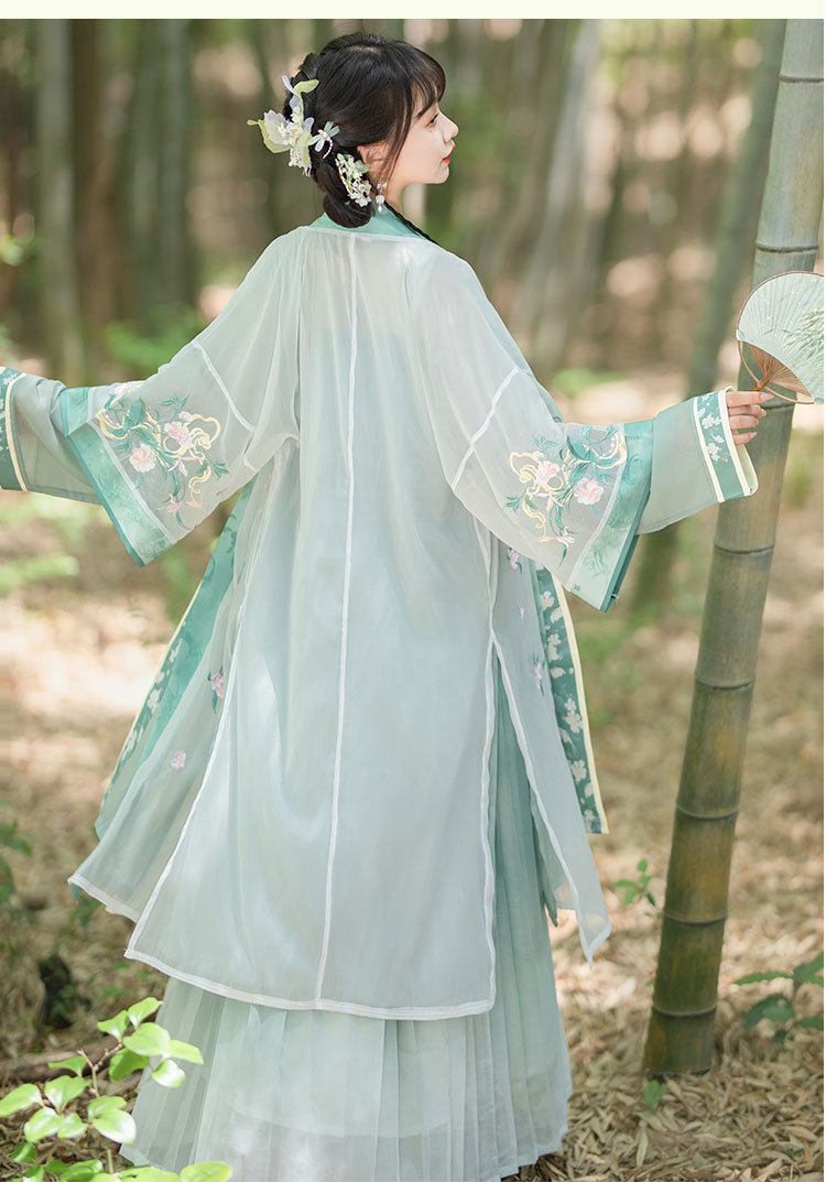 2023新款原创汉服女宋制褙子长衫日常仙气刺绣齐腰春夏季成人套装-阿里巴巴