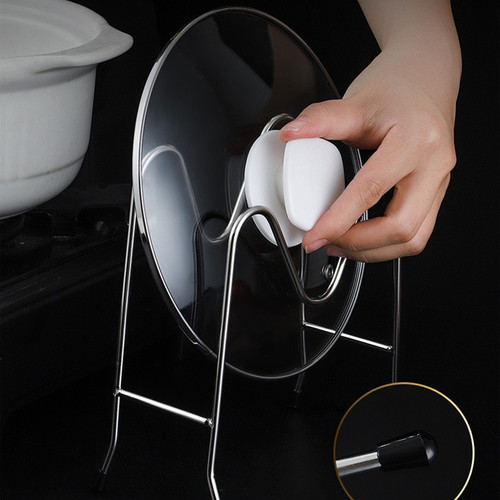 Stainless steel M-shaped pot lid holder kitchen dish plate cutting board stand desktop draining storage rack thickened stand chopping board rack