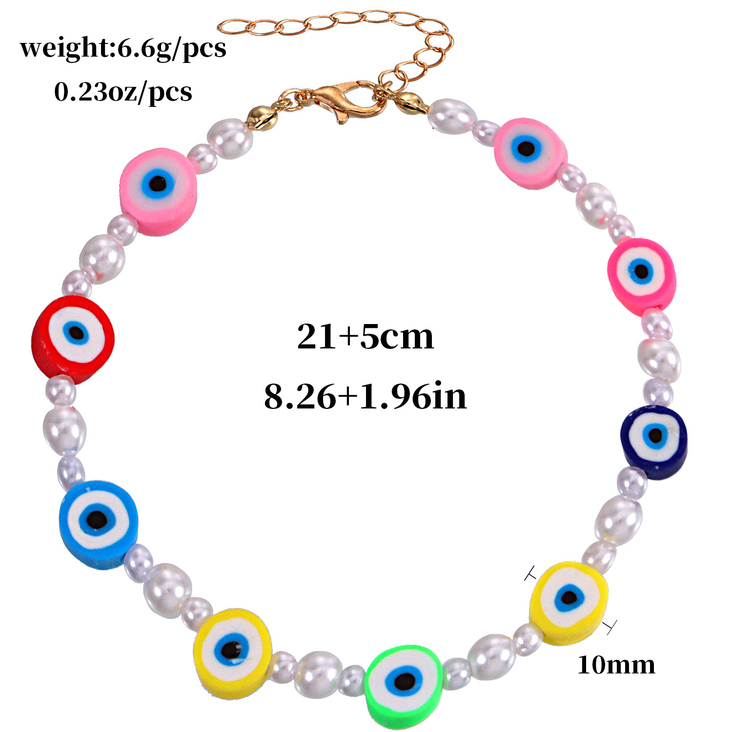 Vacation Devil's Eye Smiley Face Mixed Materials Beaded Anklet display picture 1