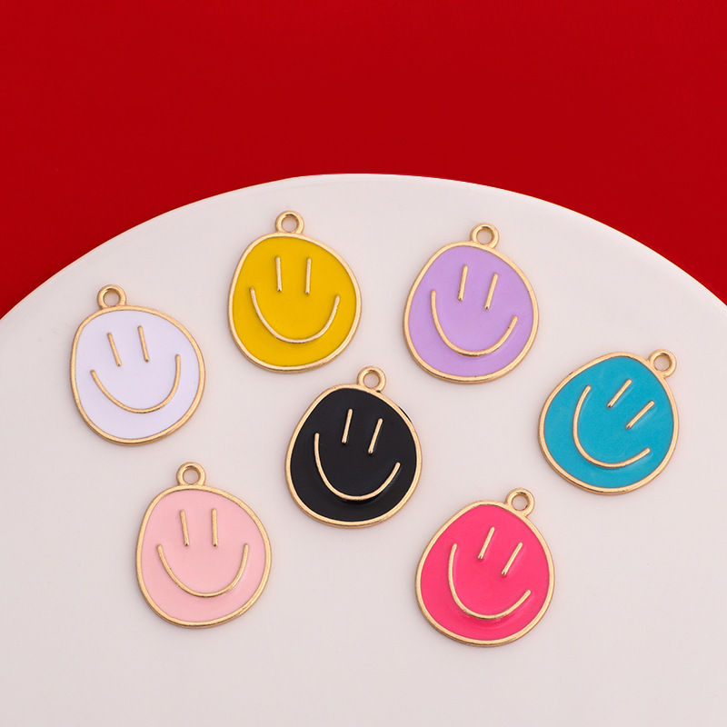 Alloy Oil Dripping Jewelry Accessories Smiley Face Pendant Pendant DIY Bracelet Necklace Earrings Keychain Personalized Accessories