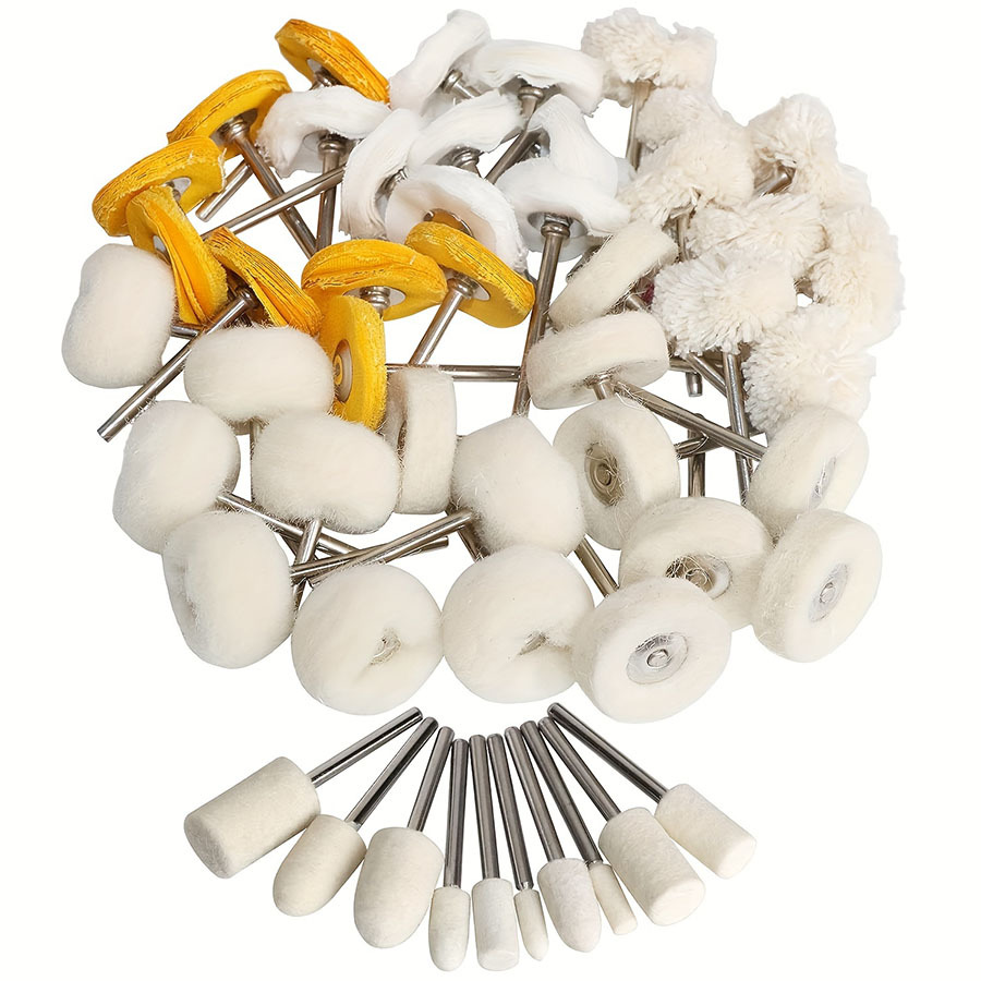 跨境热销50PC抛光轮套装羊毛轮毛线轮羊绒磨头抛光布轮金属木材塑