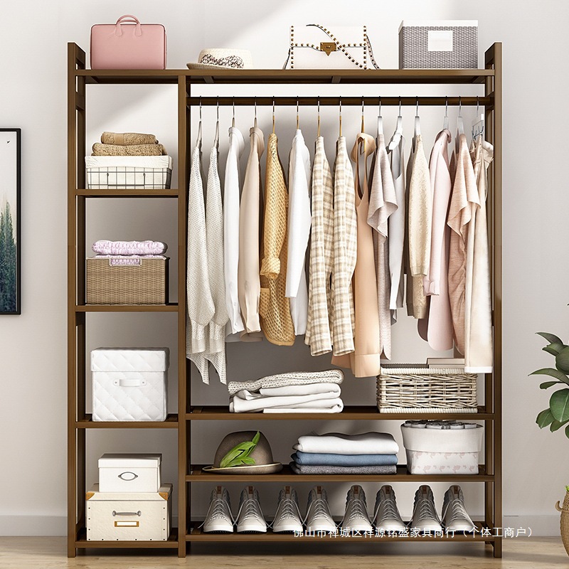 Simple Floor-Standing Clothes Rack for Home Use, Suitable for Bedroom, Modern Minimalist Solid Wood Space-Saving Coat Rack