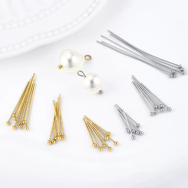 0.6mm球针真空电镀金色保色圆头针不锈钢DIY饰品配件手工挂饰材料