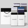 Men's small edge gradient large white box with four strips (black + dark gray + light gray + dark blue)