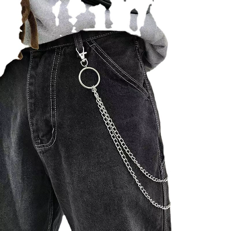(Cross-border trading), Tide, metal trousers hip-hop style, trend jeans, punk style