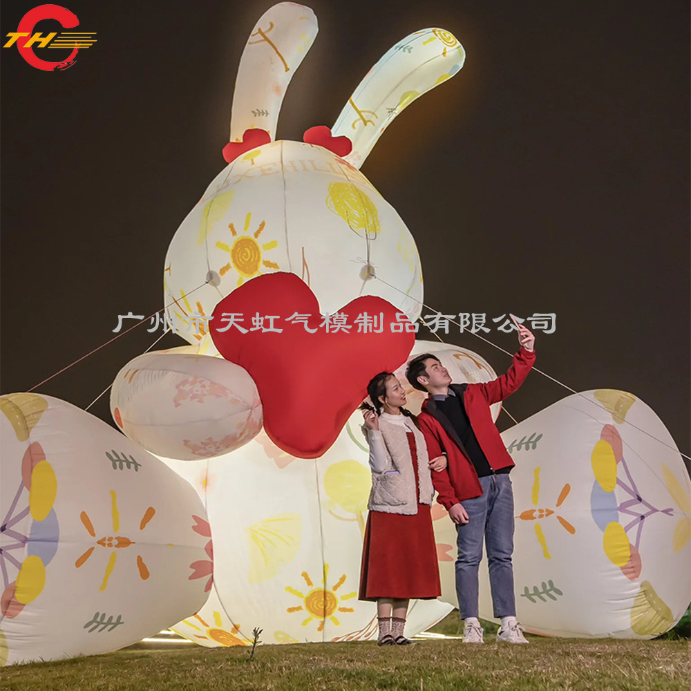 玉兔开业发光兔子地球广告气模 星球网红月球气模灯光美陈装饰